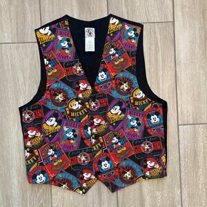 Vintage Mickey Mouse Vest 90s Disney All Over Print Cotton Size M